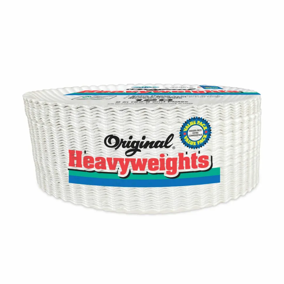 AJM Packaging Corporation Gold Label Coated Paper Plates, White, Pack Of 120 Plates