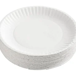 AJM Packaging Corporation Gold Label Coated Paper Plates, 9" dia, White, 100/Pack, 10 Packs/Carton