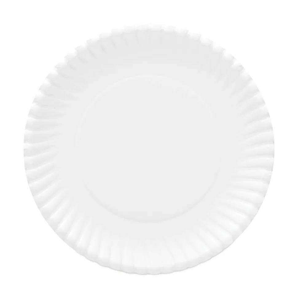 AJM Packaging Corporation Original Heavyweights Paper Plates, 9" dia, White, 120/Pack, 8 Packs/Carton
