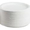 AJM Premium Coated Round Paper Plates, 9" Diameter, White, Pack Of 125