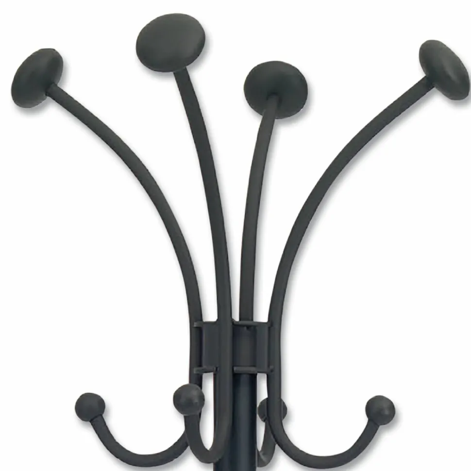 Alba Four Double Peg Coat Stand - 8 Pegs - for Coat, Clothes - Black - 1 Each