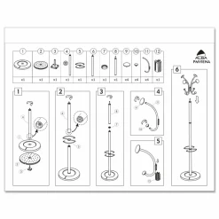 Alba Four Double Peg Coat Stand - 8 Pegs - for Coat, Clothes - Black - 1 Each