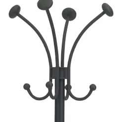 Alba Four Double Peg Coat Stand - 8 Pegs - for Coat, Clothes - Black - 1 Each