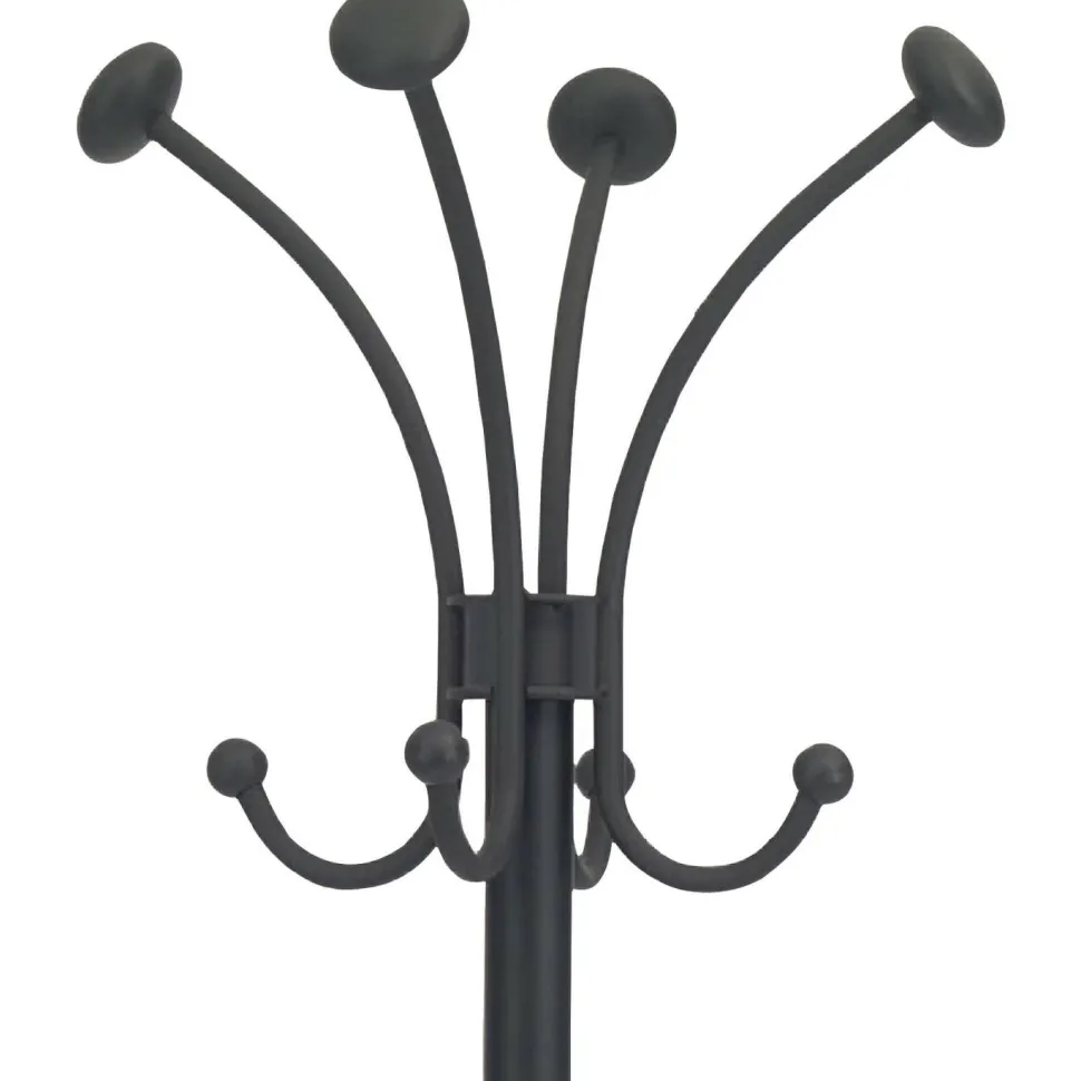 Alba Four Double Peg Coat Stand - 8 Pegs - for Coat, Clothes - Black - 1 Each