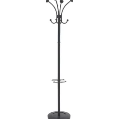 Alba Four Double Peg Coat Stand - 8 Pegs - for Coat, Clothes - Black - 1 Each