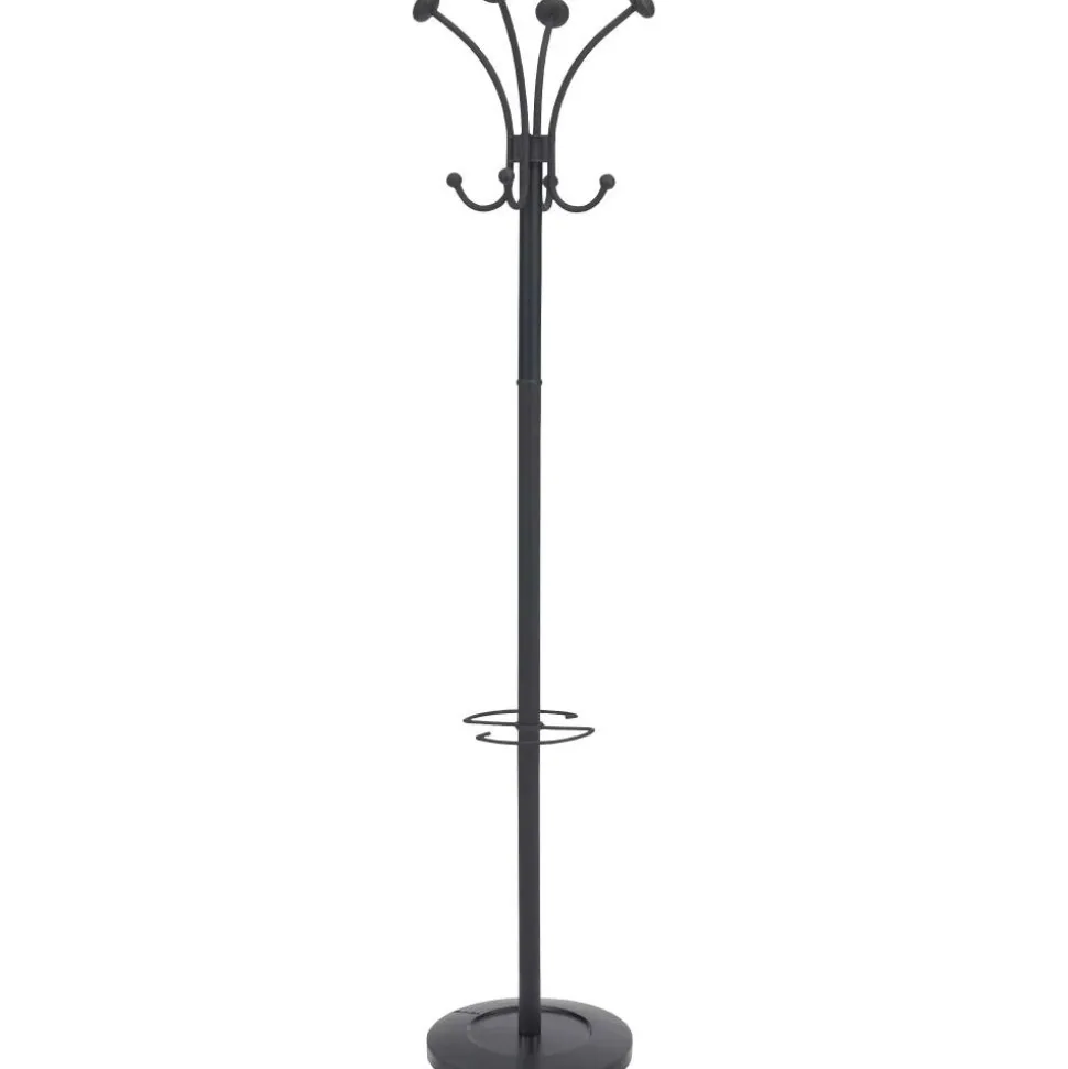 Alba Four Double Peg Coat Stand - 8 Pegs - for Coat, Clothes - Black - 1 Each