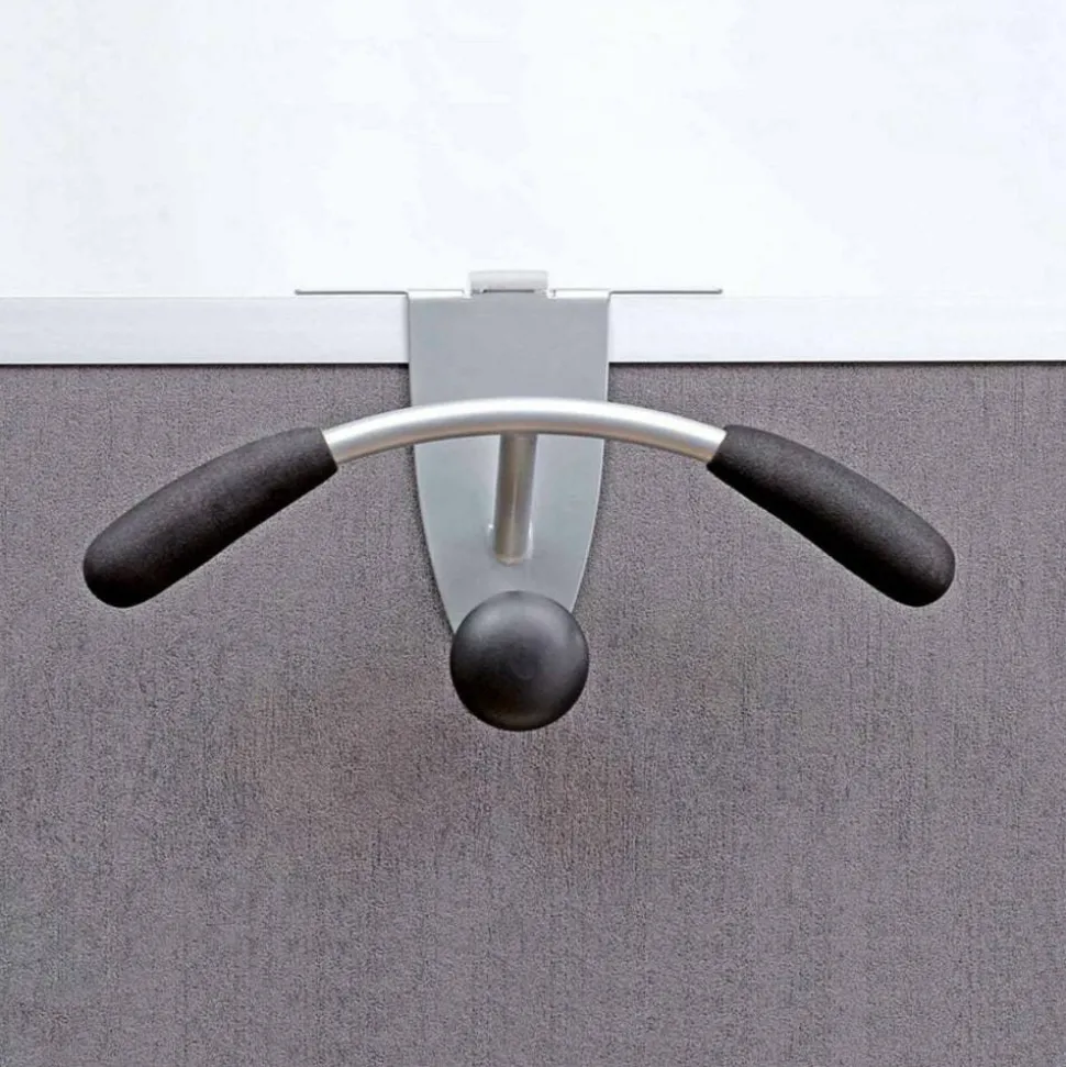 Alba Over-the-panel Coat Hook Hanger, 44 lb (19.96 kg) Capacity, 7.9"H x 14.6"W, for Coat, Cubicle, Clothes, Powder Coated