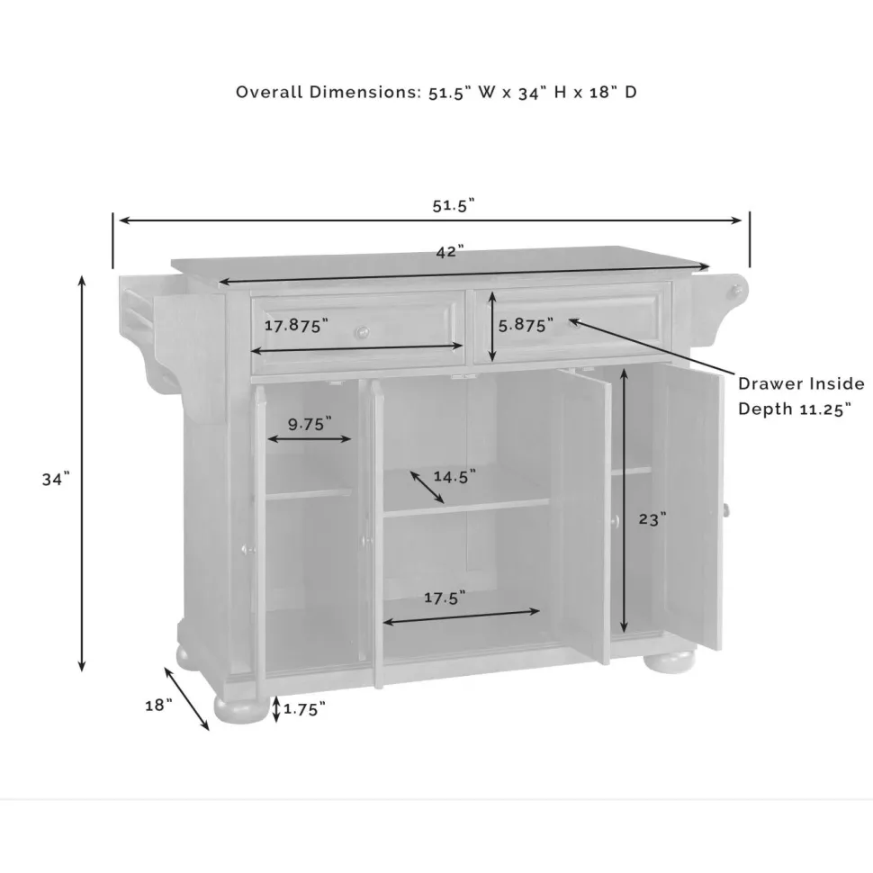 Alexandria Granite Top Full Size Kitchen Island/Cart