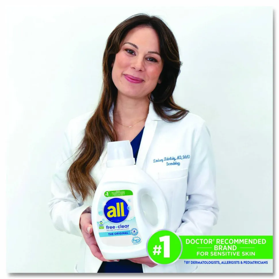 all Free Clear HE Laundry Detergent, 24 Loads, Unscented, 30 oz Bottle, 6/Carton