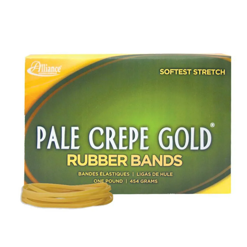 Alliance Rubber Pale Crepe Gold Rubber Bands, #33, 3 1/2" x 1/8", 1 Lb, Box Of 920