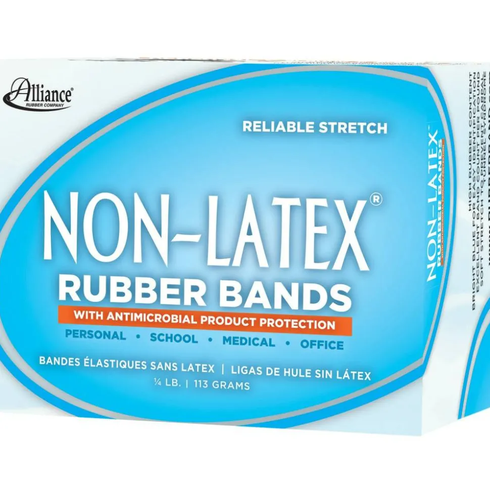 Alliance Rubber Bands With Antimicrobial Protection, #19, 3 1/2" x 1/16", Cyan Blue, 40 Per Pack