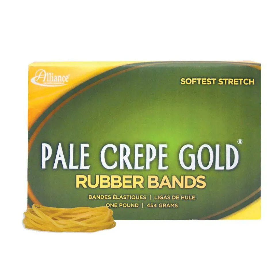 Alliance Rubber Pale Crepe Gold Rubber Bands , #18, 3" x 1/16", 1 Lb, Box Of 2,205