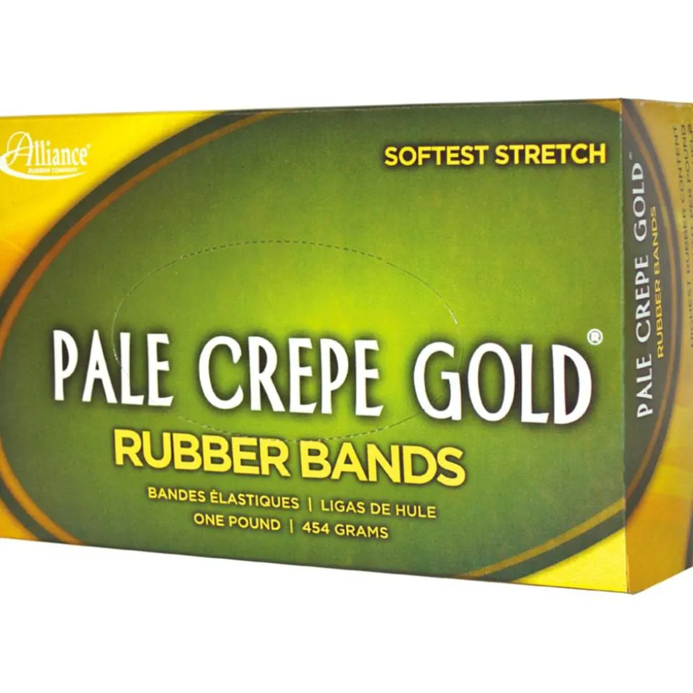 Alliance Rubber Pale Crepe Gold Rubber Bands , #18, 3" x 1/16", 1 Lb, Box Of 2,205