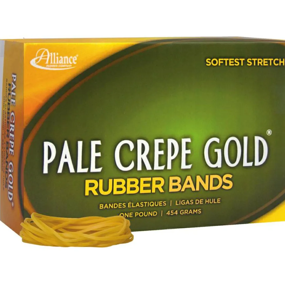 Alliance Rubber Pale Crepe Gold Rubber Bands , #18, 3" x 1/16", 1 Lb, Box Of 2,205