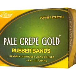 Alliance Rubber Pale Crepe Gold Rubber Bands In 1/4-Lb Box, #16, 2 1/2