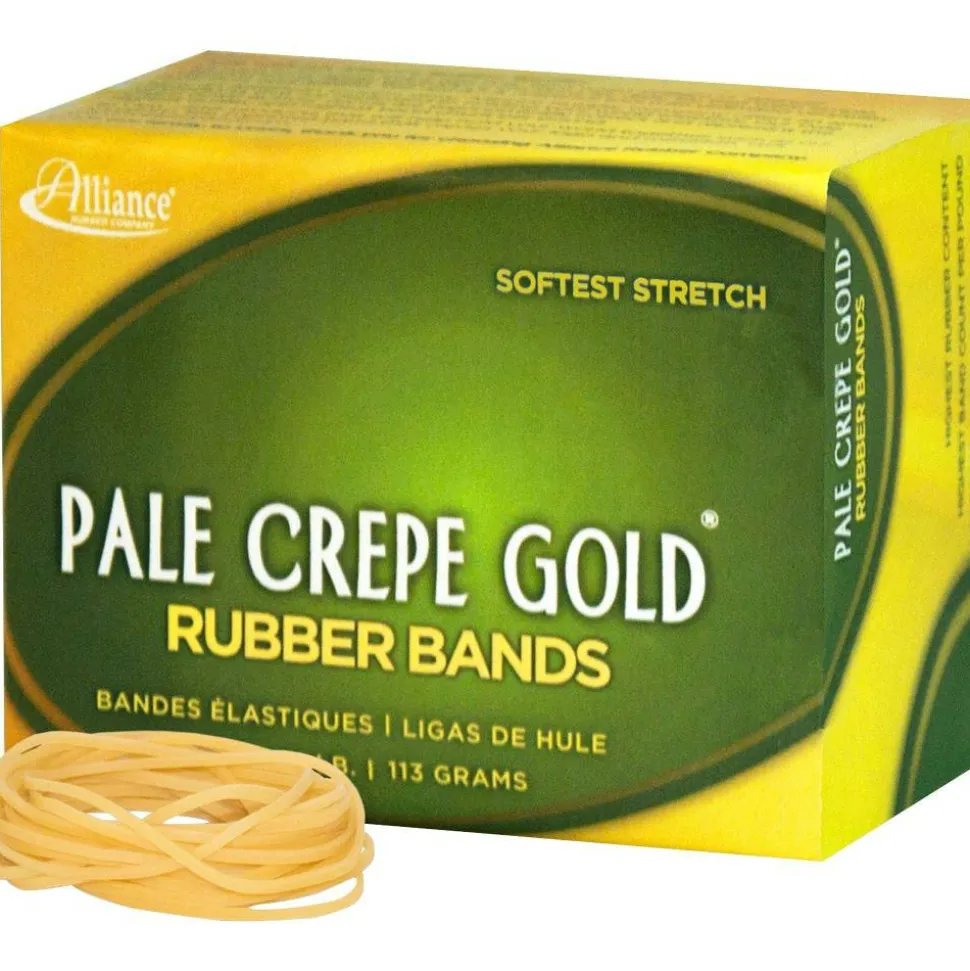 Alliance Rubber Pale Crepe Gold Rubber Bands In 1/4-Lb Box, #16, 2 1/2" x 1/16", Box Of 669