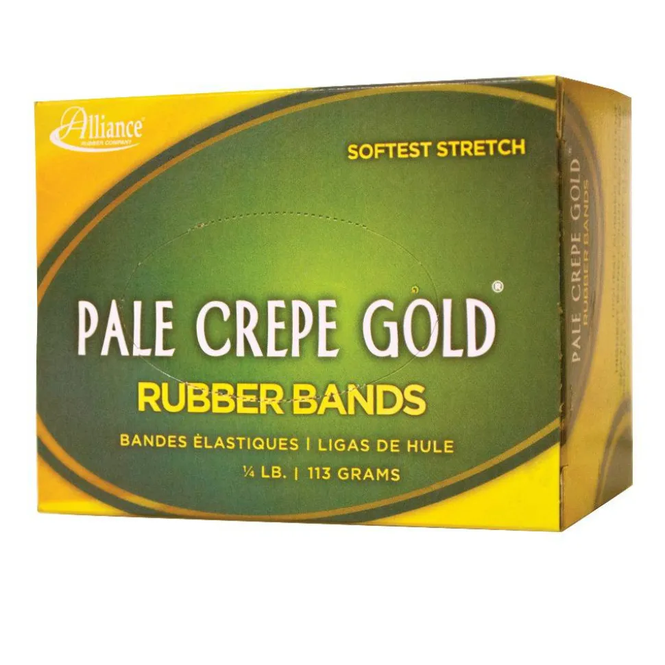 Alliance Rubber Pale Crepe Gold Rubber Bands In 1/4-Lb Box, #16, 2 1/2" x 1/16", Box Of 669