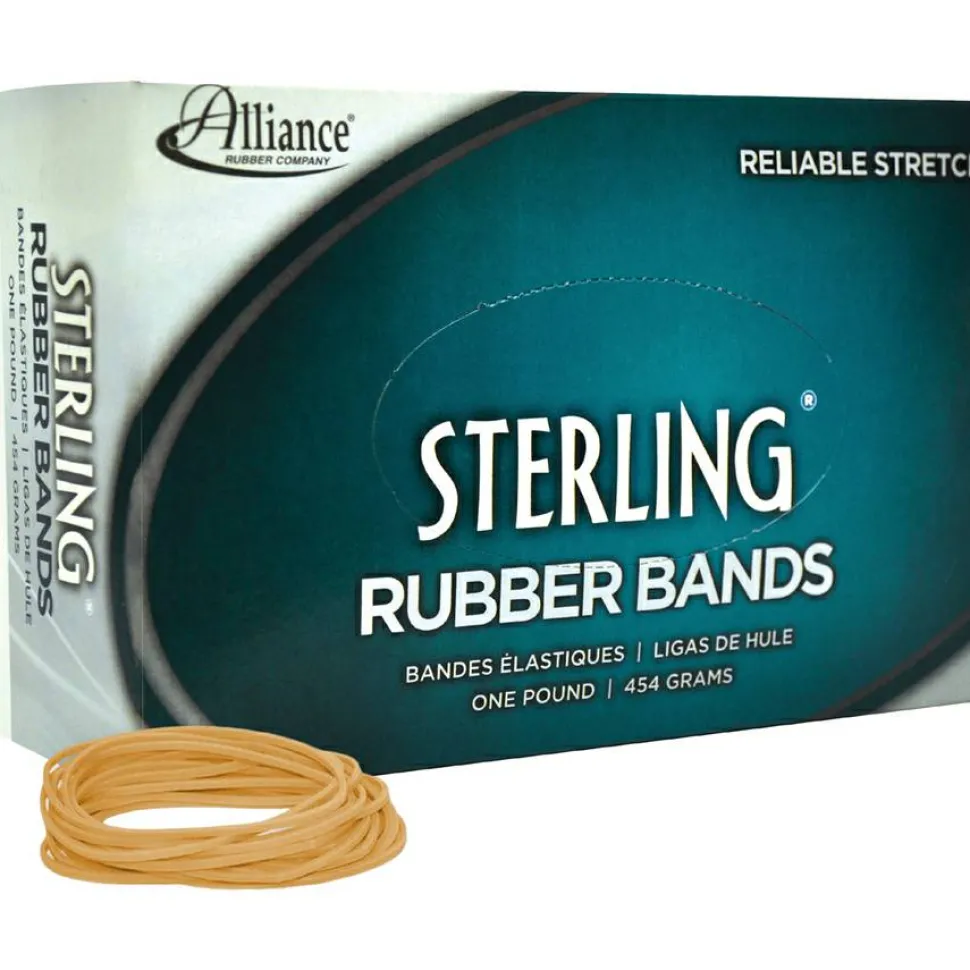 Alliance Rubber 24185 Sterling Rubber Bands, Size #18, 3" x 1/16", Natural Crepe, Approximately 1900 Bands