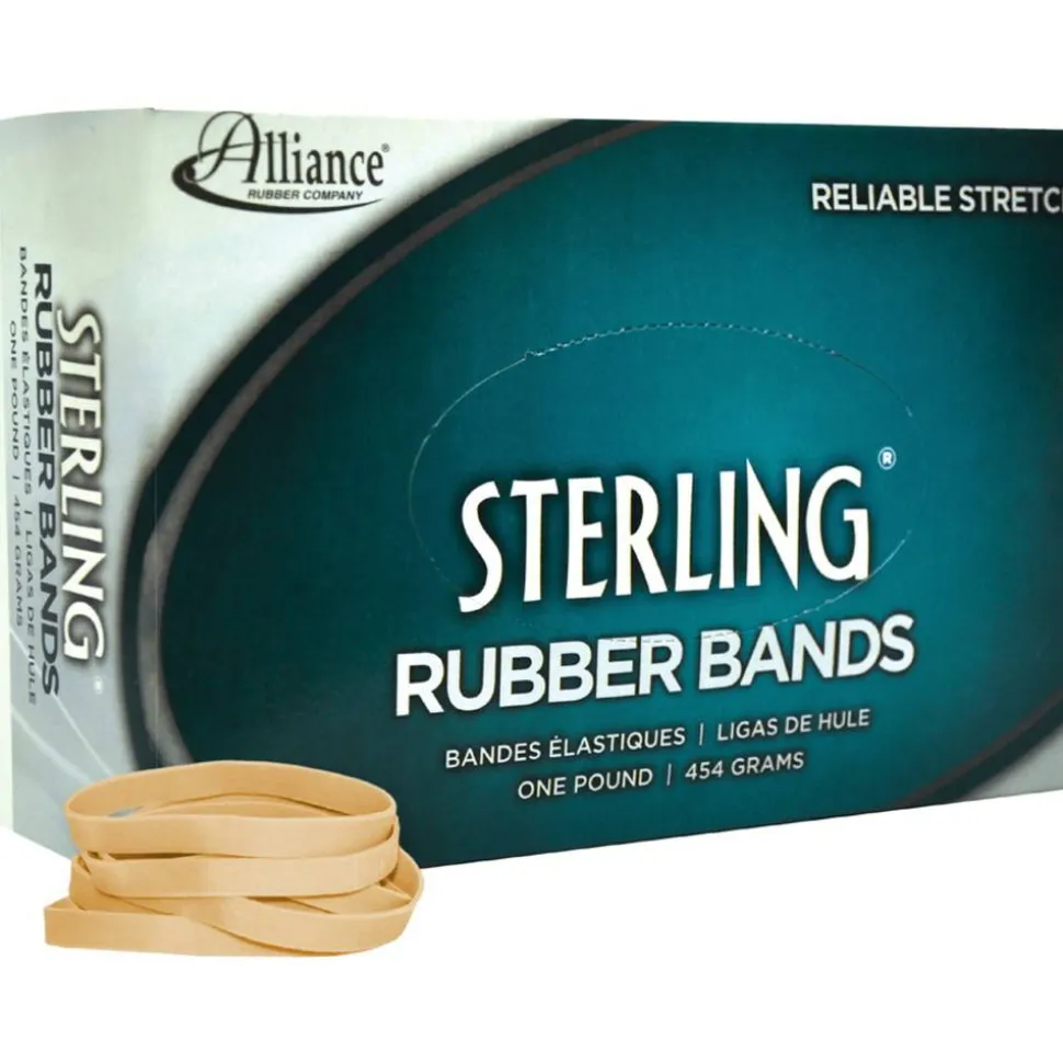 Alliance Rubber 24625 Sterling Rubber Bands, Size #62, 2 1/2" x 1/4", Natural Crepe, Approximately 600 Bands