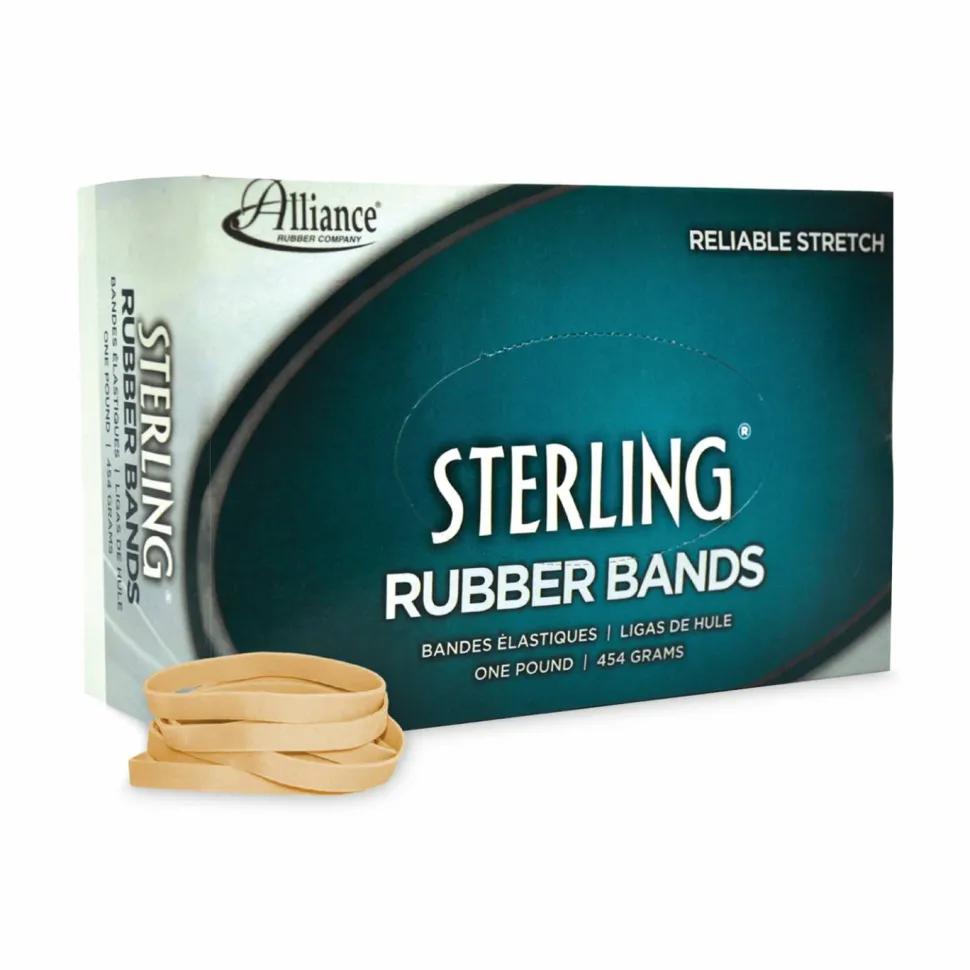 Alliance Rubber 24625 Sterling Rubber Bands, Size #62, 2 1/2" x 1/4", Natural Crepe, Approximately 600 Bands