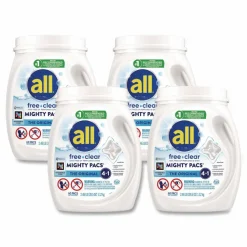 all MIGHTY PACS Free Clear HE Laundry Detergent, 60 Pods/Tub, 4 Tubs/Carton
