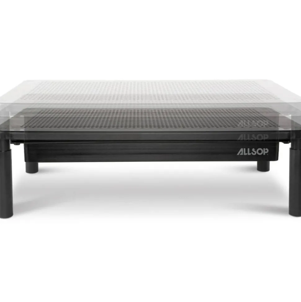 Allsop Metal Art Tri Level Stand, For 27" Monitors, 14.5" x 9.25" x 4.13" to 5.75", Black, Supports 30 lb