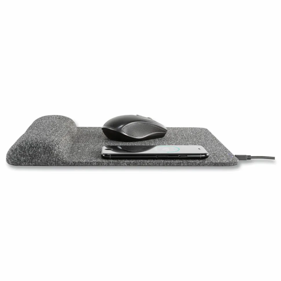Allsop PowerTrack Plush Wireless Charging Mousepad, 11-13/16”L x 11-5/8”W x 1-7/8”D, Gray, ASP32304