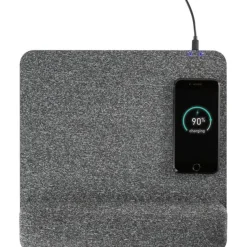 Allsop PowerTrack Plush Wireless Charging Mousepad, 11-13/16”L x 11-5/8”W x 1-7/8”D, Gray, ASP32304