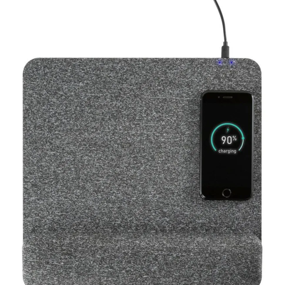 Allsop PowerTrack Plush Wireless Charging Mousepad, 11-13/16”L x 11-5/8”W x 1-7/8”D, Gray, ASP32304