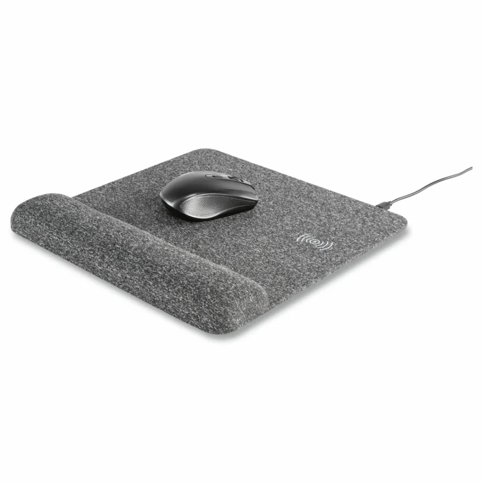 Allsop PowerTrack Plush Wireless Charging Mousepad, 11-13/16”L x 11-5/8”W x 1-7/8”D, Gray, ASP32304
