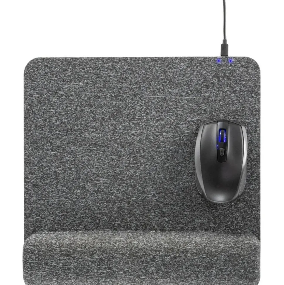 Allsop PowerTrack Plush Wireless Charging Mousepad, 11-13/16”L x 11-5/8”W x 1-7/8”D, Gray, ASP32304