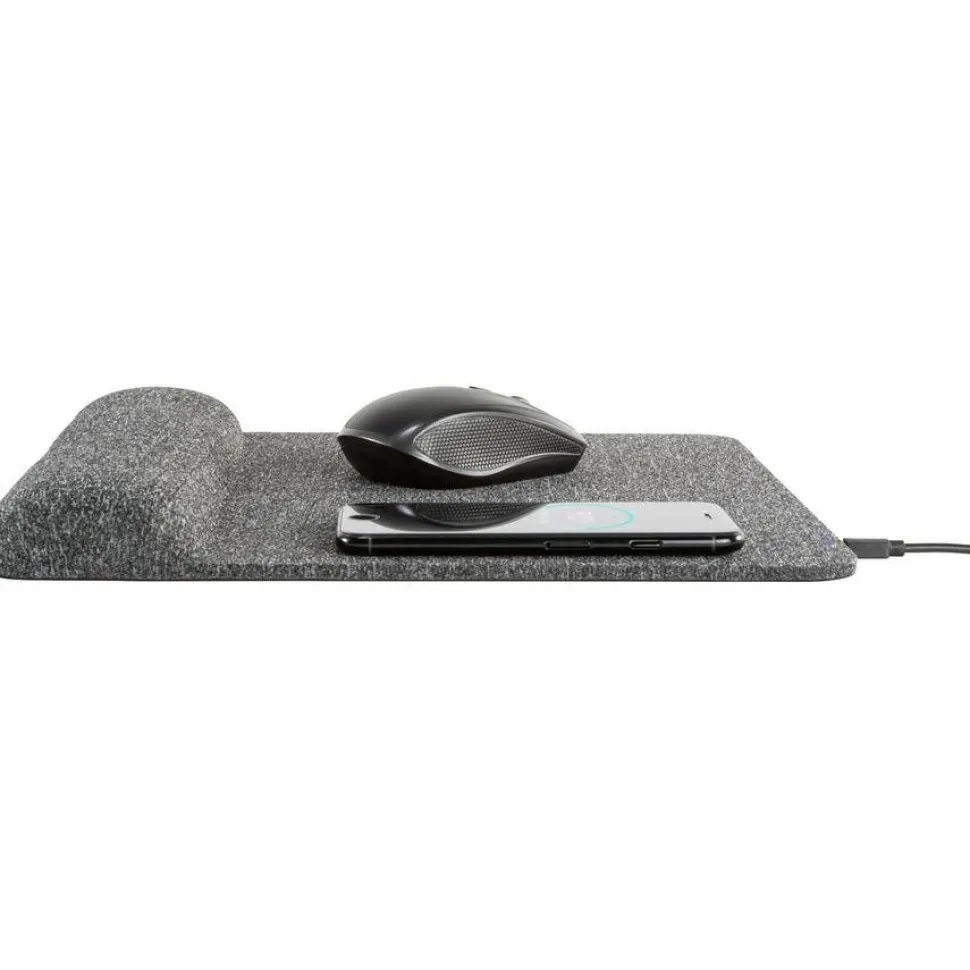 Allsop PowerTrack Plush Wireless Charging Mousepad, 11-13/16”L x 11-5/8”W x 1-7/8”D, Gray, ASP32304