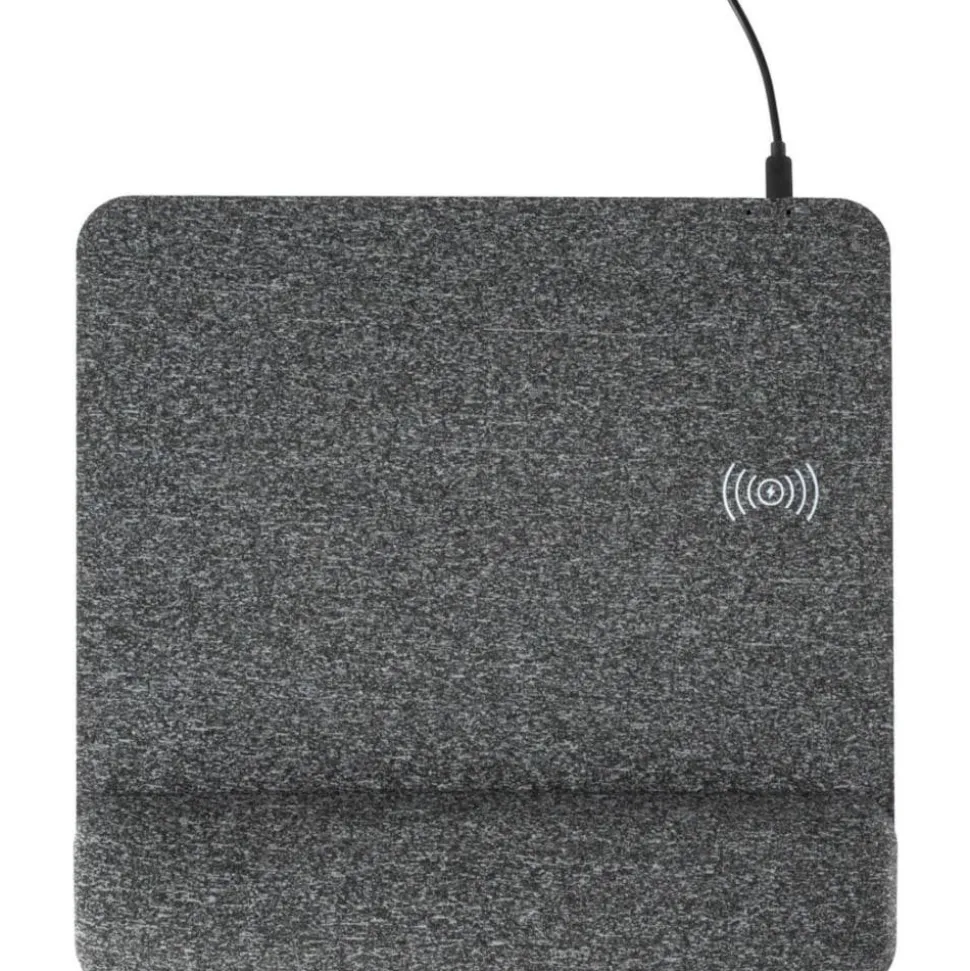 Allsop PowerTrack Plush Wireless Charging Mousepad, 11-13/16”L x 11-5/8”W x 1-7/8”D, Gray, ASP32304