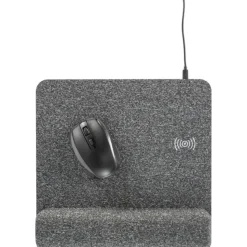 Allsop PowerTrack Plush Wireless Charging Mousepad, 11-13/16”L x 11-5/8”W x 1-7/8”D, Gray, ASP32304