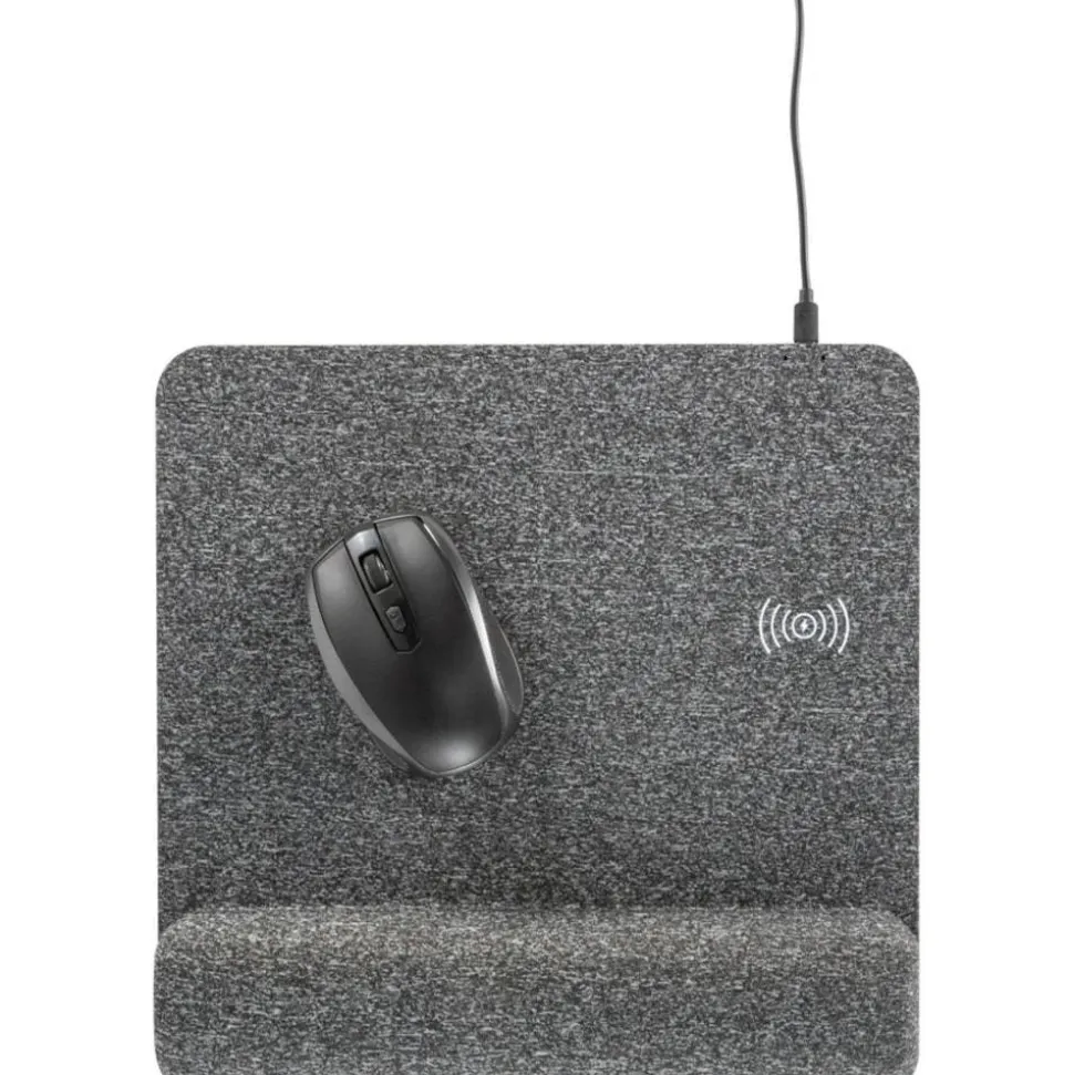 Allsop PowerTrack Plush Wireless Charging Mousepad, 11-13/16”L x 11-5/8”W x 1-7/8”D, Gray, ASP32304