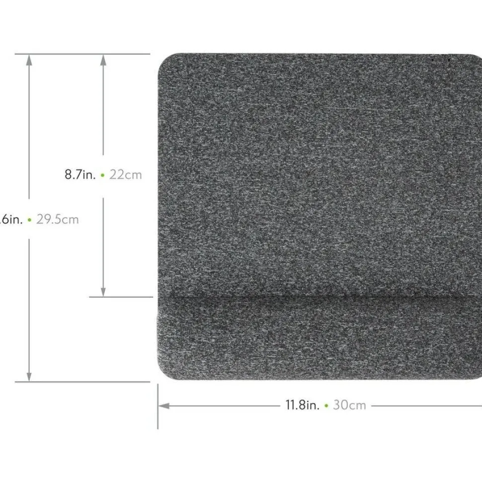 Allsop Premium Plush Memory Foam Wrist Rest, Mousepad, 1-7/8"H x 11-5/8"W x 11-13/16"D, Gray