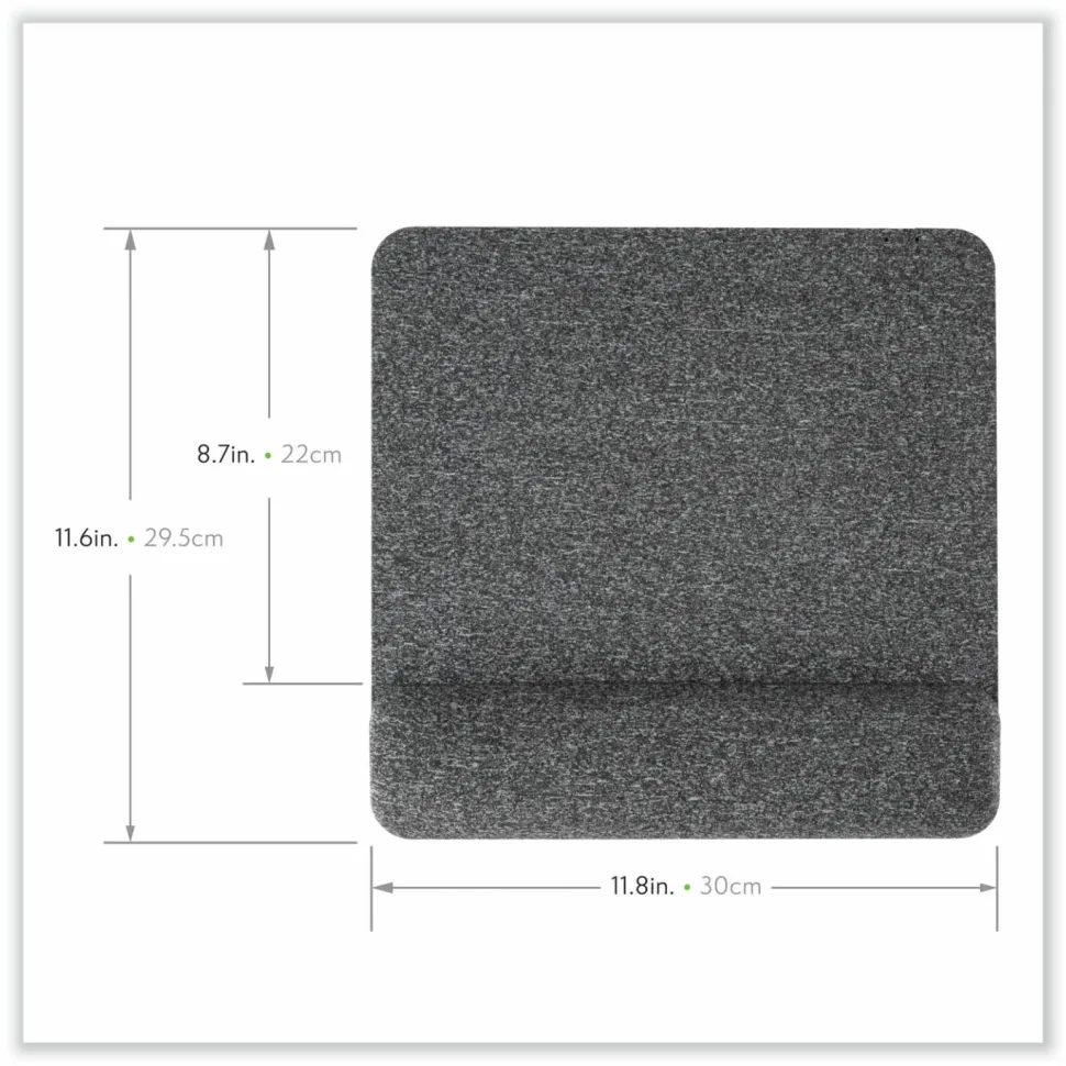 Allsop Premium Plush Memory Foam Wrist Rest, Mousepad, 1-7/8"H x 11-5/8"W x 11-13/16"D, Gray