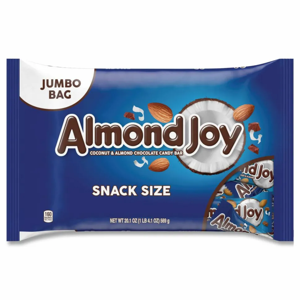 Almond Joy Snack Size Candy Bars, 20.1 oz Bag, 2/Carton