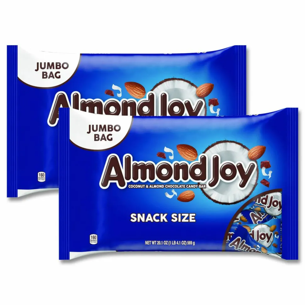 Almond Joy Snack Size Candy Bars, 20.1 oz Bag, 2/Carton