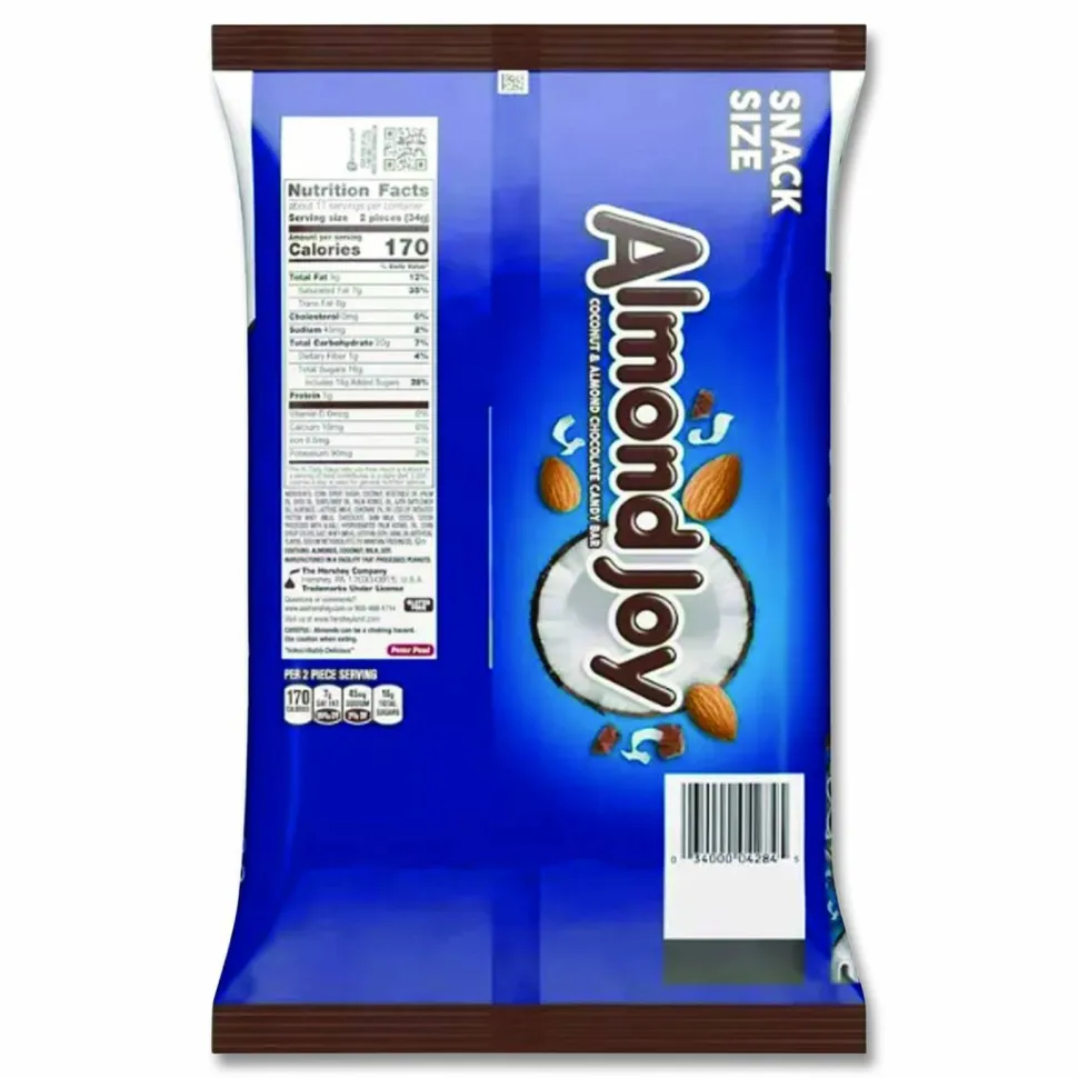 Almond Joy Snack Size Candy Bars, 20.1 oz Bag, 2/Carton