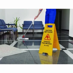 Alpine Industries Bilingual Caution Wet Floor Sign, 11.8 x 0.7 x 24.6, Yellow, 3/Carton