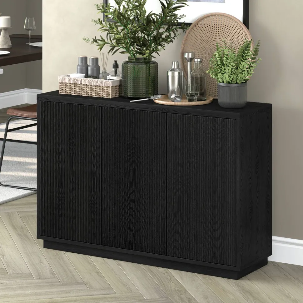 Alston 48" Wide Rectangular Buffet Table in Black Grain