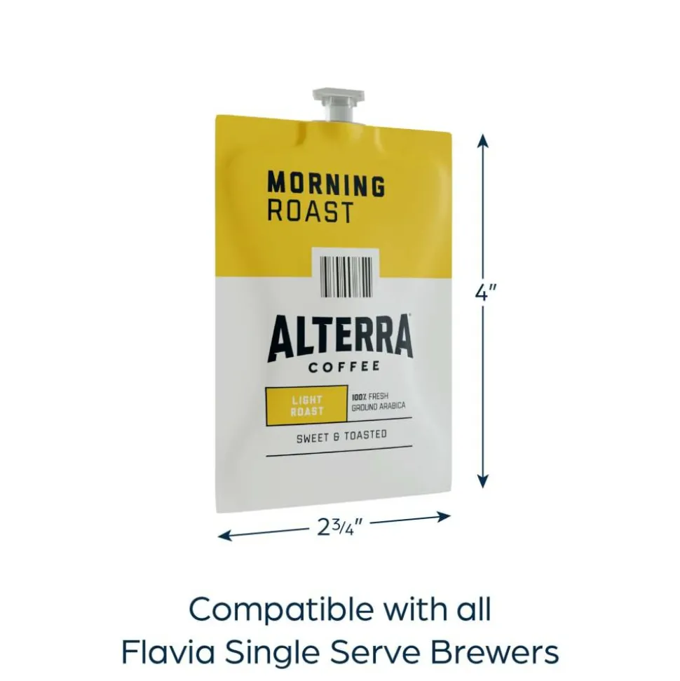 Alterra Morning Roast Coffee Freshpacks, Light Roast, Each Pack Makes 1 Cup, 100 Packs/Carton