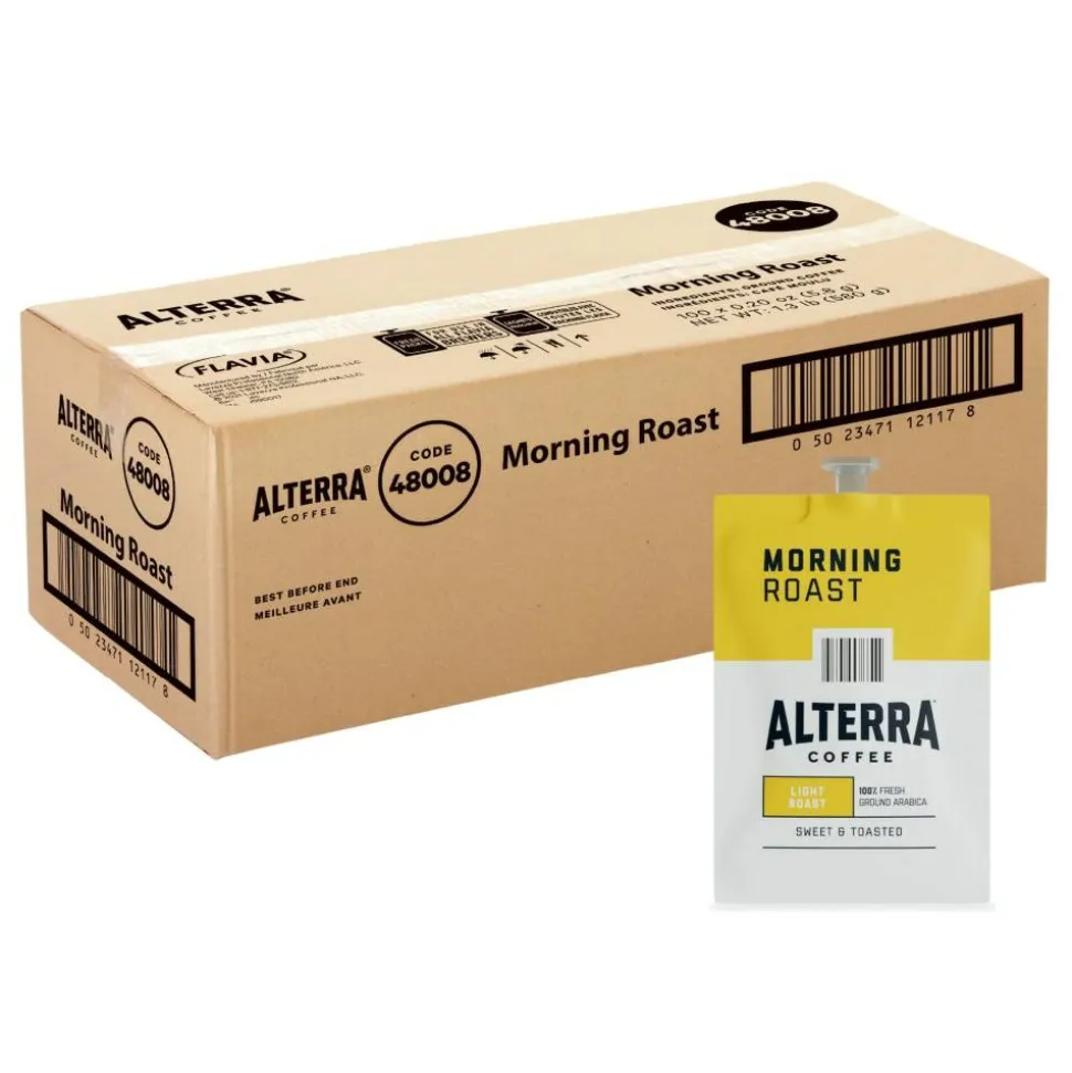 Alterra Morning Roast Coffee Freshpacks, Light Roast, Each Pack Makes 1 Cup, 100 Packs/Carton