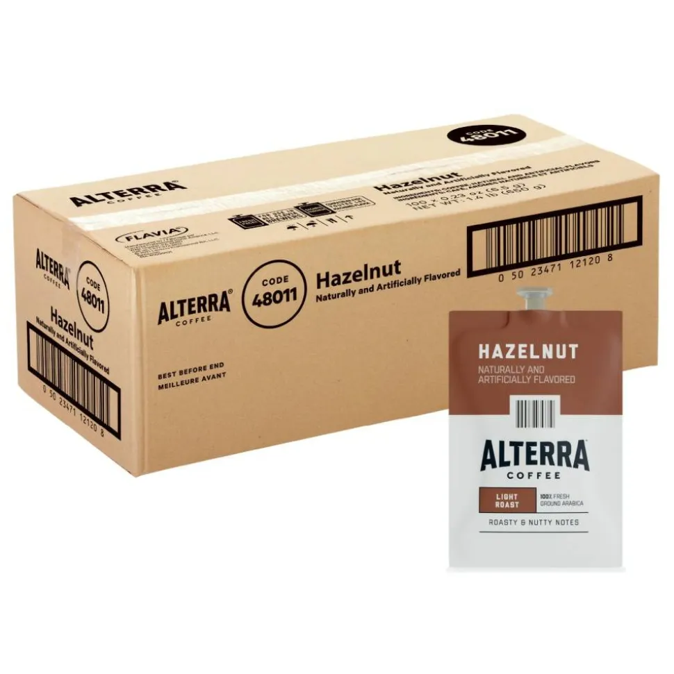 Alterra Roasters Hazelnut Coffee Freshpacks, Medium Roast, Each Pack Makes 1 Cup, 100 Packs/Carton