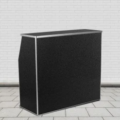 Amara 4' Black Marble Laminate Foldable Bar - Portable Event Bar