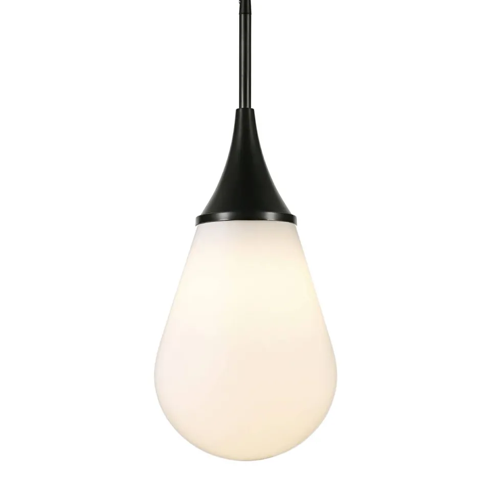 Ambrose 7.63" Wide Pendant with Glass Shade in Blackened Bronze/White Milk