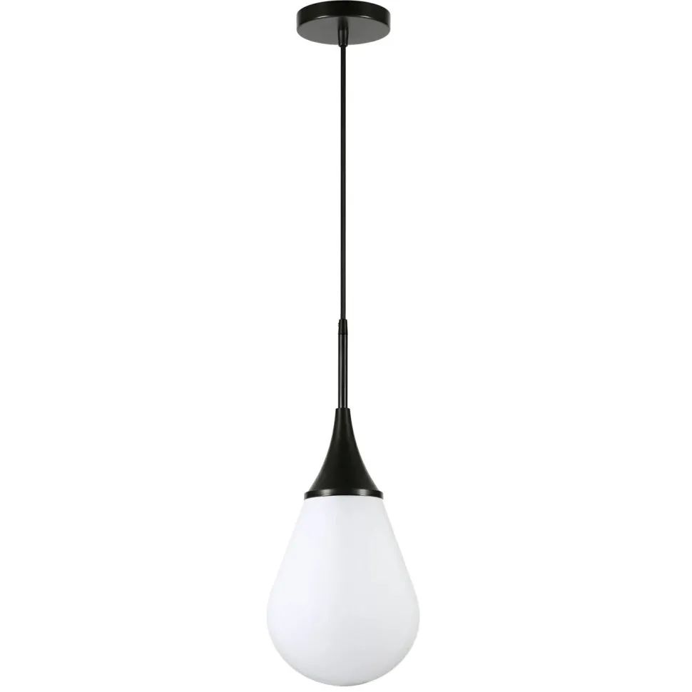 Ambrose 7.63" Wide Pendant with Glass Shade in Blackened Bronze/White Milk