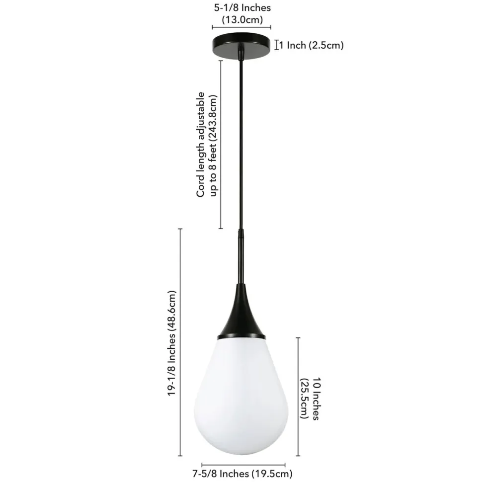 Ambrose 7.63" Wide Pendant with Glass Shade in Blackened Bronze/White Milk