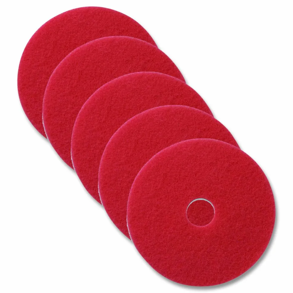 Americo Buffing Pads, 20" Diameter, Red, 5/Carton